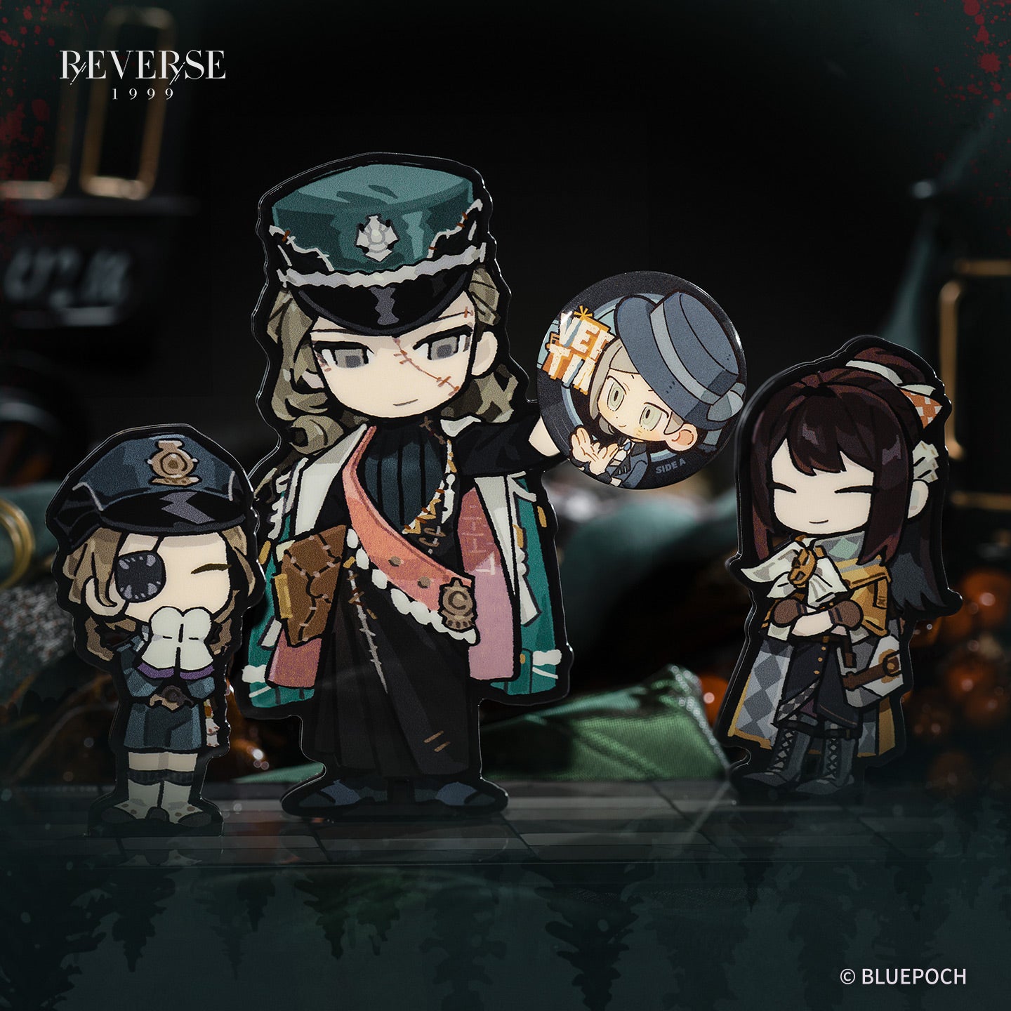 Reverse: 1999 "Wobbly Train Attendants" Magnetic Rotating Standee Set